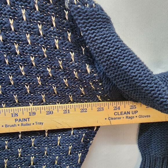 NWT Nine West Jeans Sweater LARGE Cowl Neck Wicked Navy Roxanne Missy Shiny NEW - Picture 6 of 11